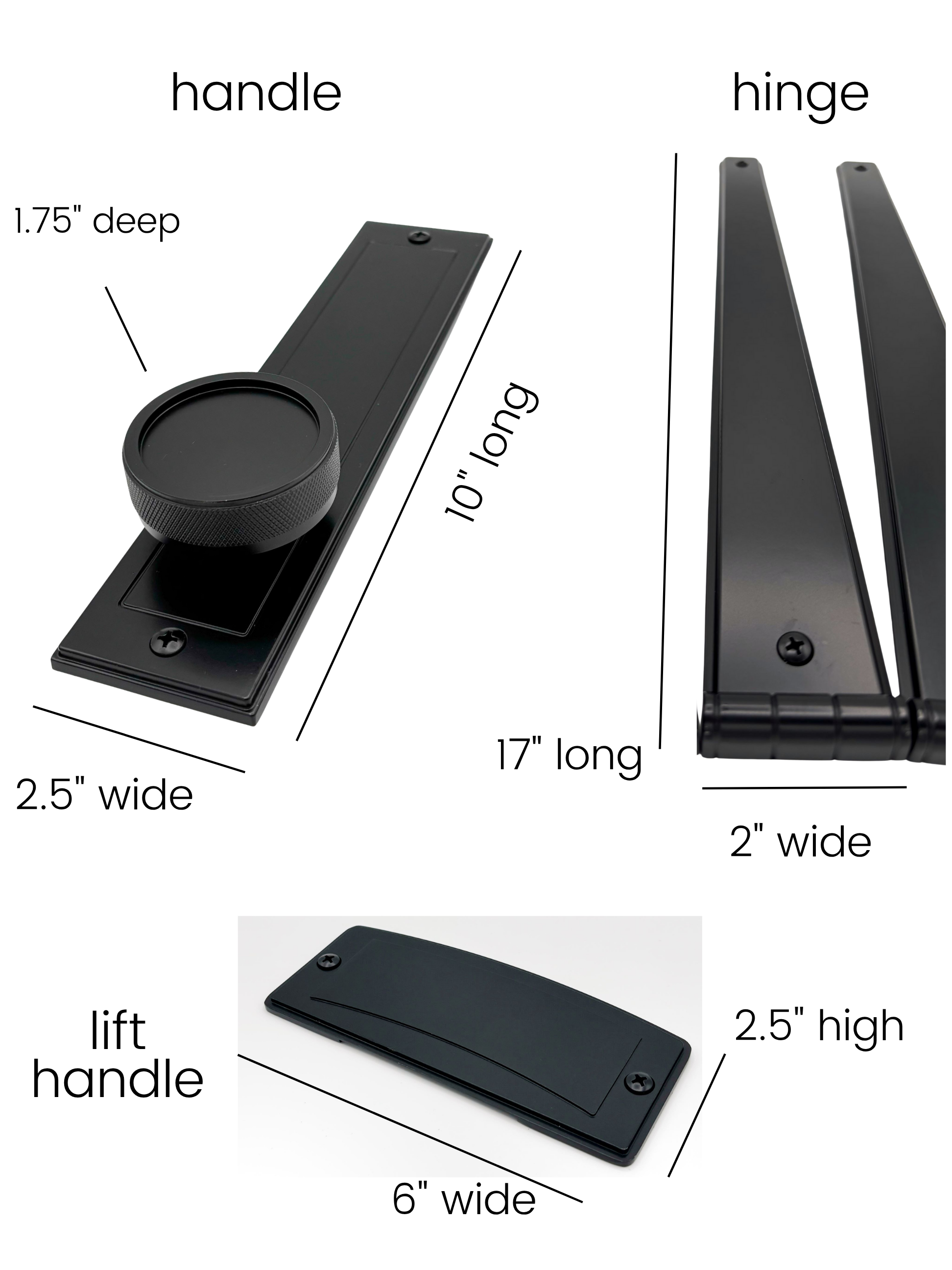 Modern garage door decorative handles dimensions