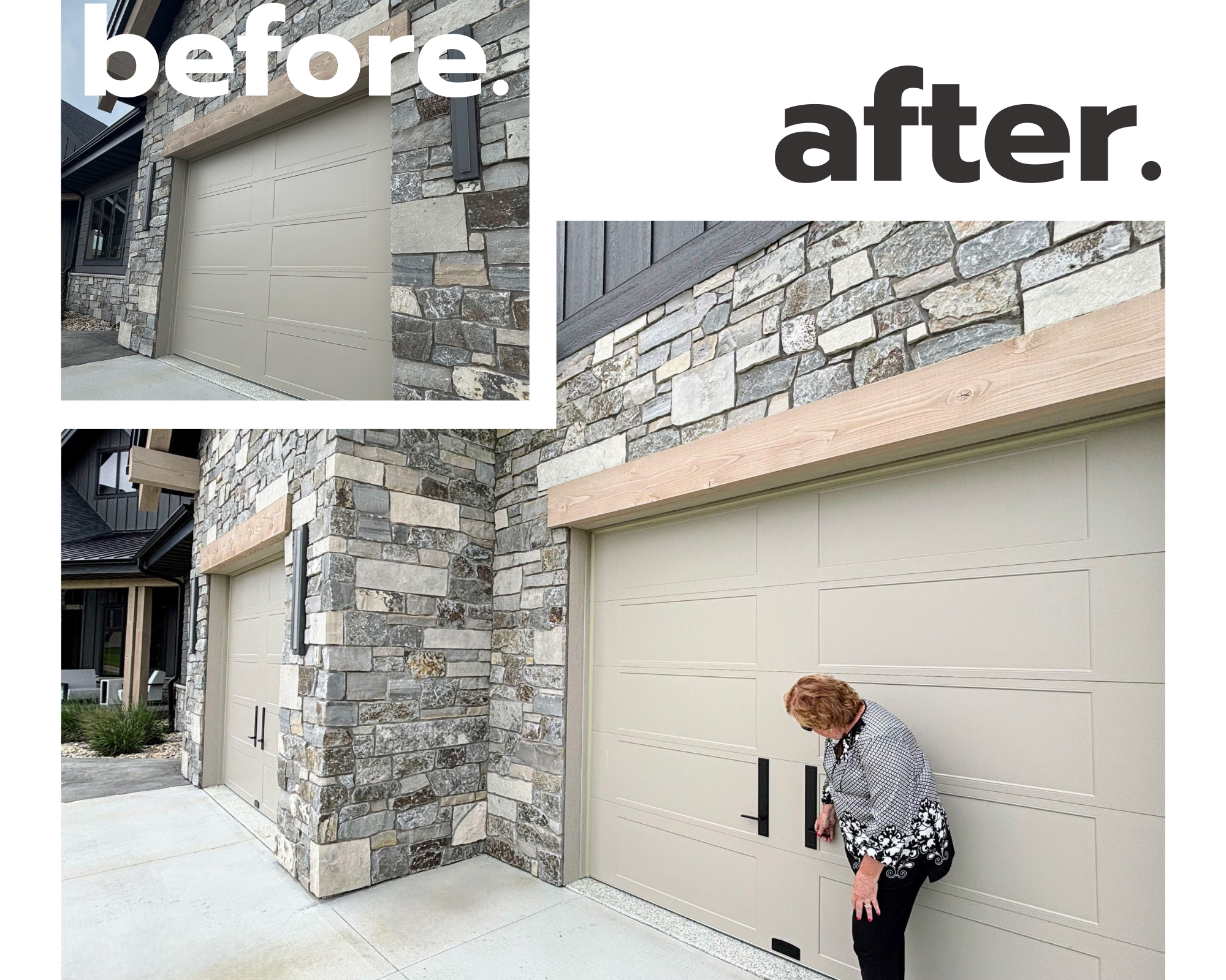 Install Magnetic garage door handles and hinges