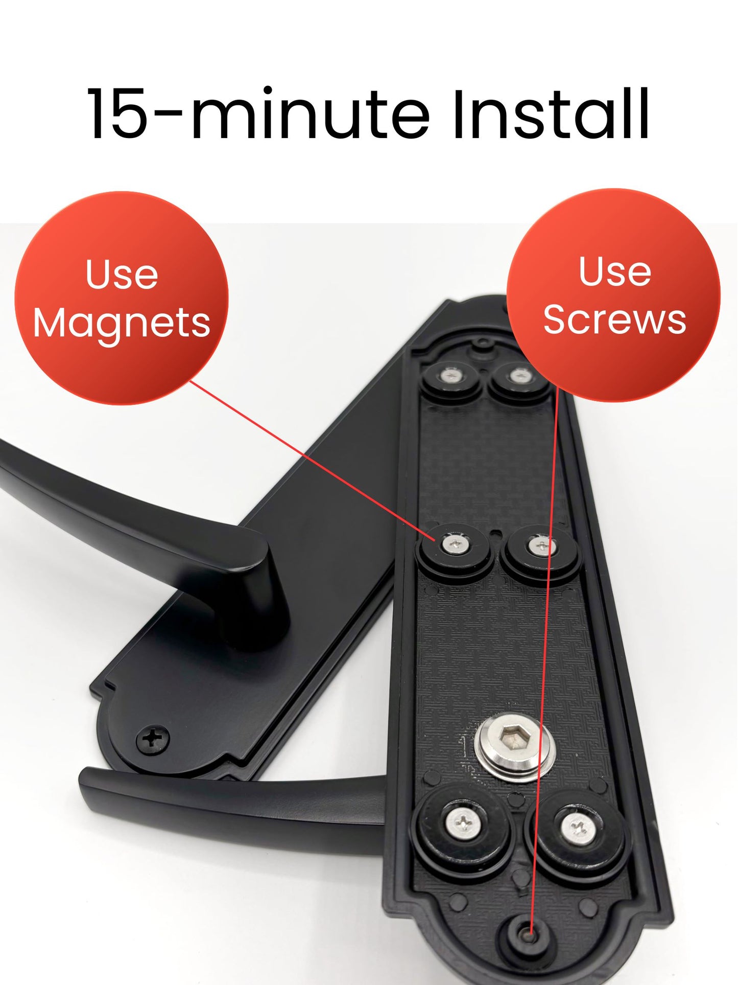 Magnetic Decorative Garage Door Handles, Modern Matte Black Garage Door Hardware, Exterior Faux Pull Handles, No Drill Magnetic Installation, Easy Home Upgrade for Steel Garage Doors