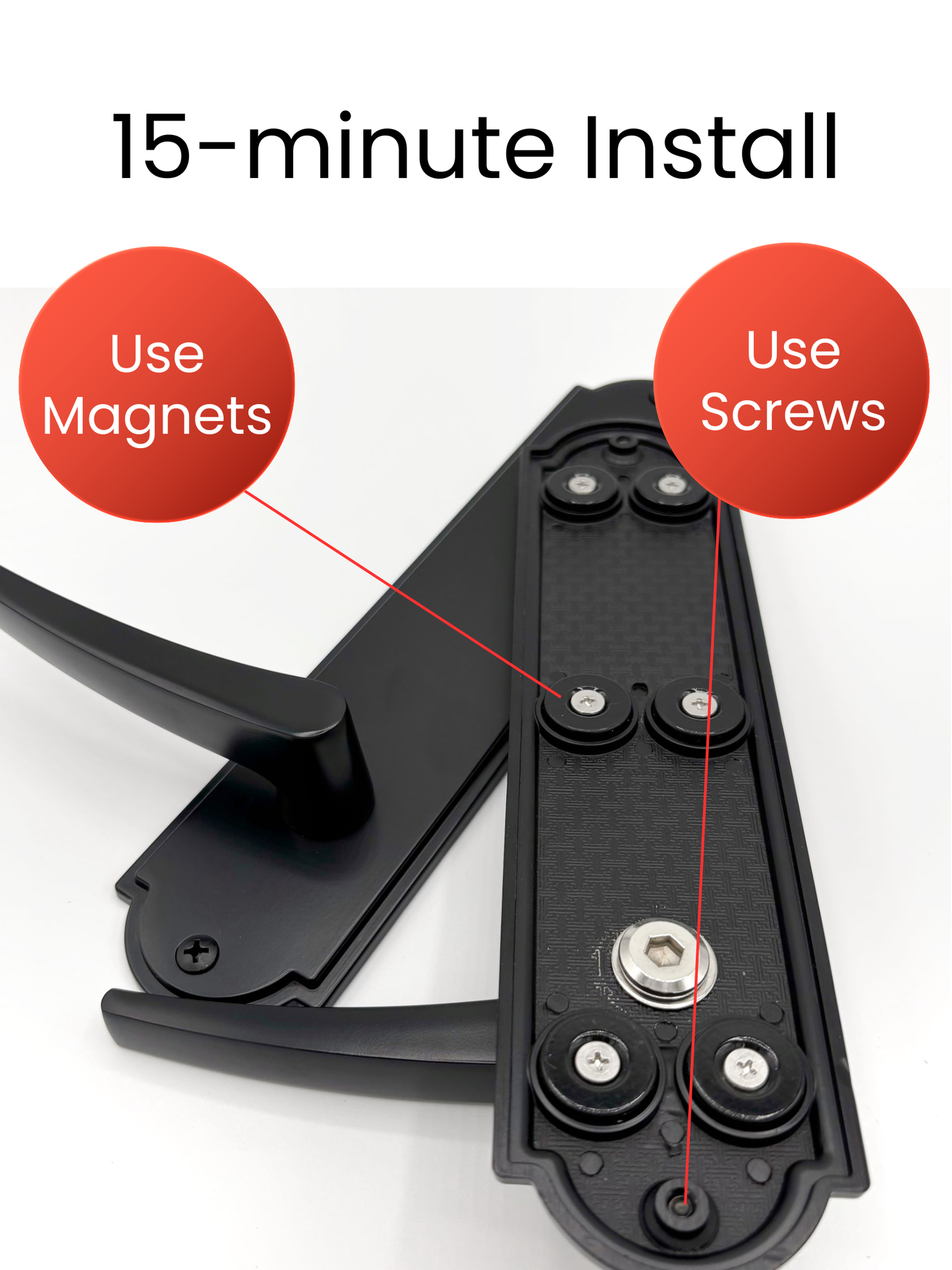 Garage Door Decorative Hardware Magnetic Handles, Modern Matte Black Exterior Garage Door Accents, Faux Pull Handles, No Drill Magnetic Installation, Instant Home Upgrade