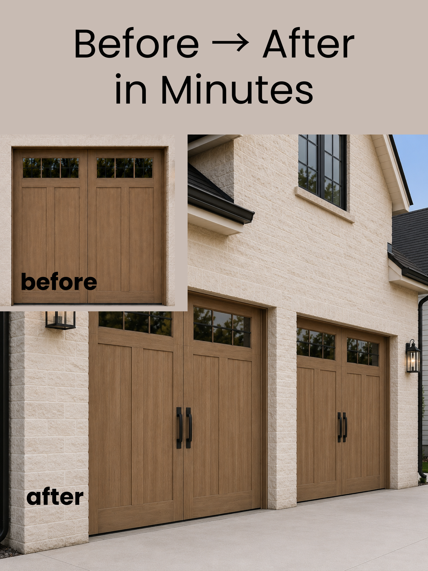 Garage Door Decorative Hardware Magnetic Handles, Modern Matte Black Exterior Garage Door Accents, Faux Pull Handles, No Drill Magnetic Installation, Instant Home Upgrade