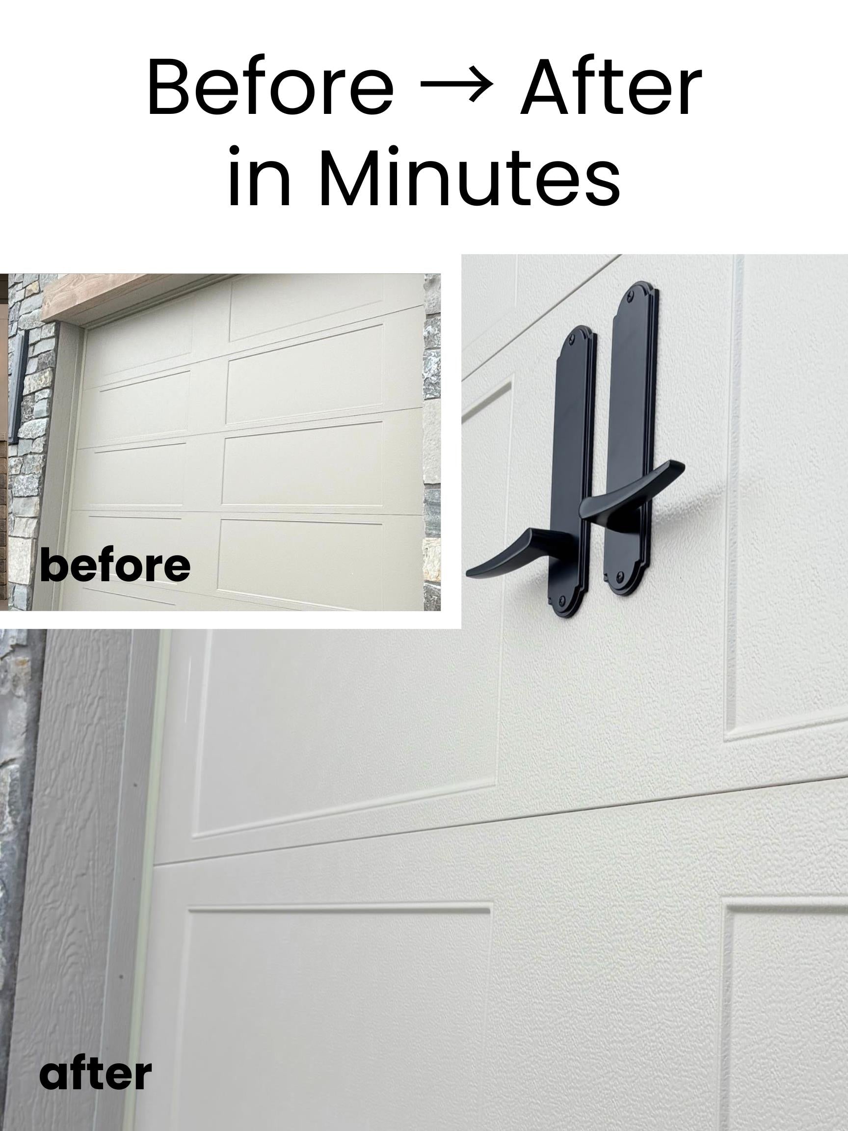Magnetic Decorative Garage Door Handles, Modern Matte Black Garage Door Hardware, Exterior Faux Pull Handles, No Drill Magnetic Installation, Easy Home Upgrade for Steel Garage Doors