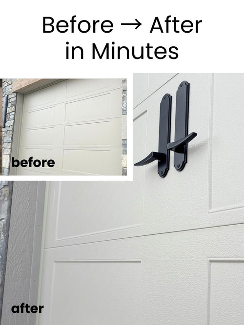 Magnetic Decorative Garage Door Handles, Modern Matte Black Garage Door Hardware, Exterior Faux Pull Handles, No Drill Magnetic Installation, Easy Home Upgrade for Steel Garage Doors