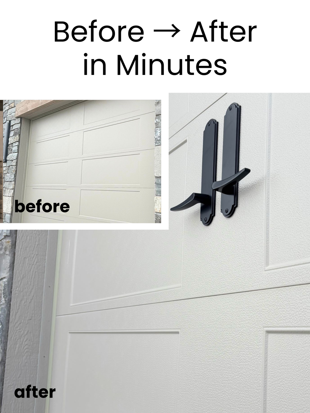 Garage Door Decorative Hardware Magnetic Handles, Modern Matte Black Exterior Garage Door Accents, Faux Pull Handles, No Drill Magnetic Installation, Instant Home Upgrade
