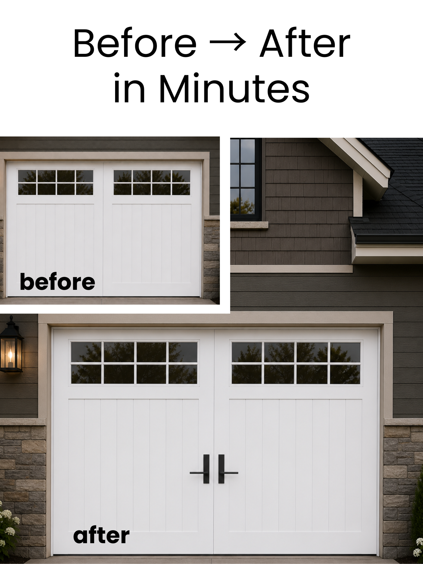 Magnetic Decorative Garage Door Handles, Modern Matte Black Garage Door Hardware, Exterior Faux Pull Handles, No Drill Magnetic Installation, Easy Home Upgrade for Steel Garage Doors